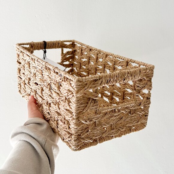 RGI Home // Woven Rectangle Jute Boho Storage Basket NWT - Picture 1 of 5